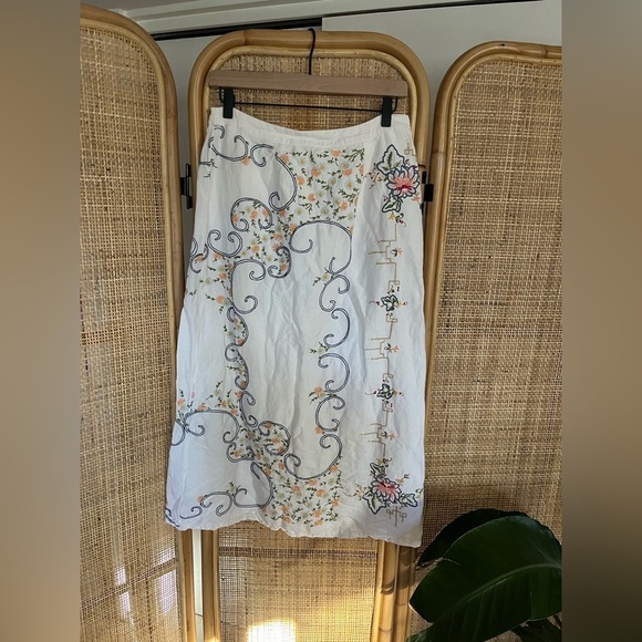 Anthropologie Scalloped Buttondown Embroidered Skirt - Picture 6 of 9